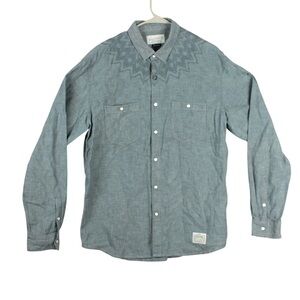 Neighborhood Japan Men Size XL Denim Jean Button Up Shirt Y2K Pearl Snap